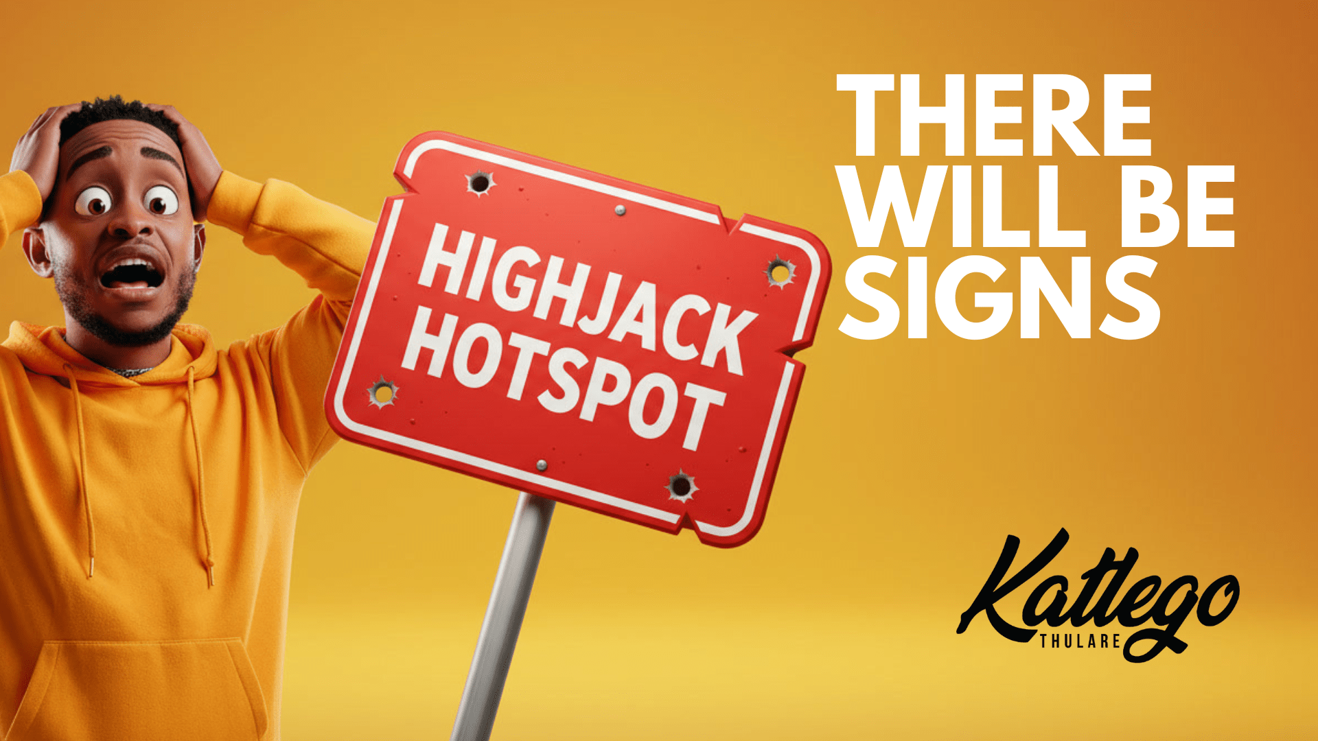 Image reflecting South African humour around warning signs, potholes and everyday survival, used alongside a satirical story about family, danger and local realities.